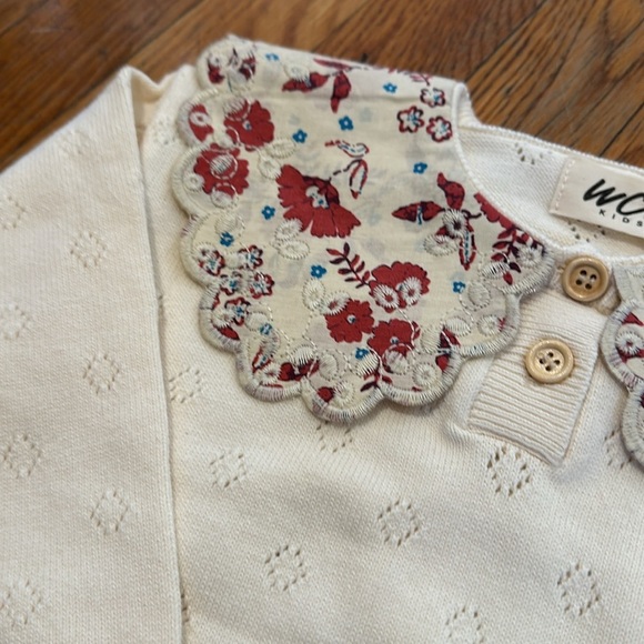 NWOT kids boutique embroidered collar knit sweater floral spring toddler - Picture 2 of 3